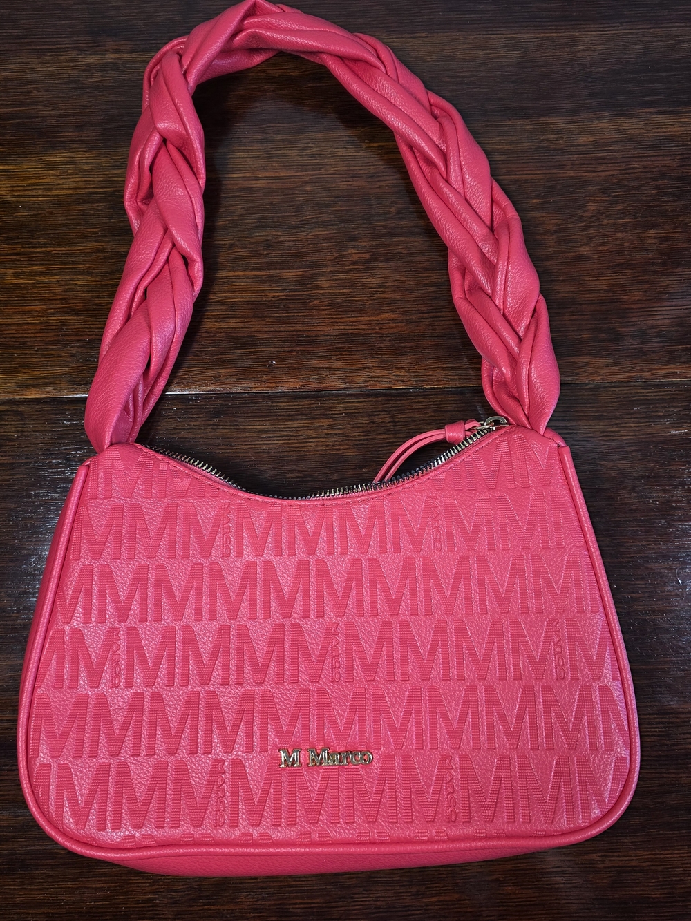 M Marco Hot Pink Monogram Braided Strap Shoulder Bag NWT